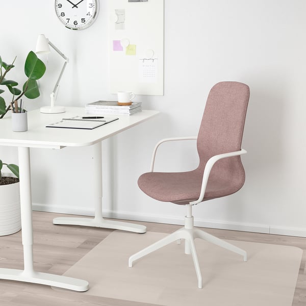 LÅNGFJÄLL Silla de oficina con apoyabrazos, Gunnared rosado palo IKEA