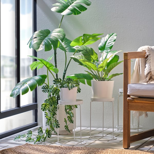LÅNGNÄBB Soporte para plantas, interior/exterior/blanco, 26 cm