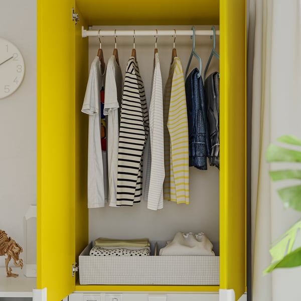 LASTARE Mueble de almacenamiento, blanco/amarillo, 100x42x200 cm