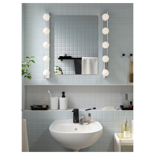 LEDSJÖ Lámpara de pared LED, acero inoxidable