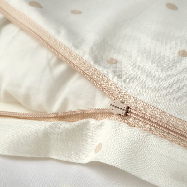 LEN Funda plumón y funda almohada cuna, blanco beige/motivo lunar, 110x125/35x55 cm