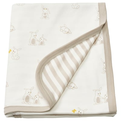 LEN Manta, blanco beige/Diseño de conejos diseño rayas, 80x100 cm