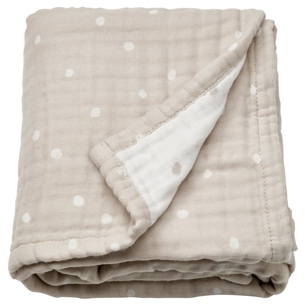 LEN Manta, blanco beige/motivo lunar Muselina, 80x100 cm