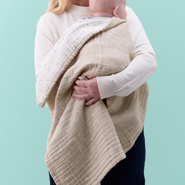 LEN Manta, blanco beige/motivo lunar Muselina, 80x100 cm