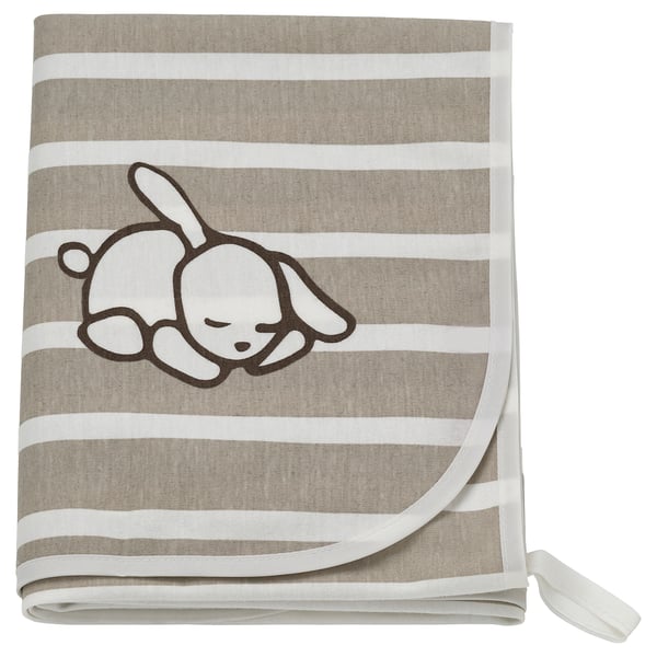LEN Mudador, blanco beige/diseño rayas, 90x70 cm