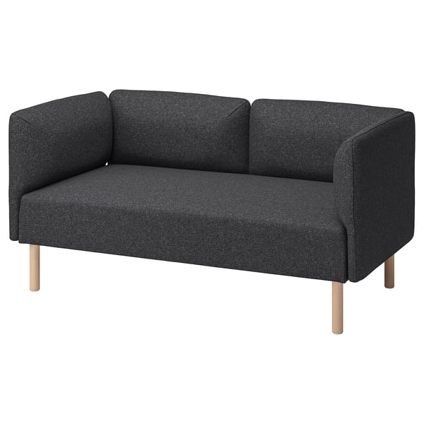 LILLEHEM Sofá modular 2 cuerpos, Gunnared/Gris oscuro madera