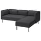 LILLEHEM Sofá modular 3p con chaise longue, Gunnared/Gris oscuro metal