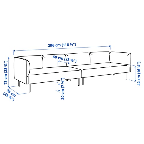 LILLEHEM Sofá modular 4 cuerpos, Gunnared/Gris oscuro madera