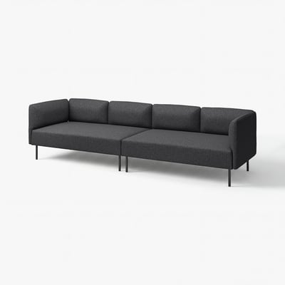 LILLEHEM Sofá modular 4 cuerpos, Gunnared/Gris oscuro metal