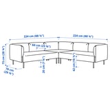 LILLEHEM Sofá modular esquinero 4, Gunnared gris osc/metal