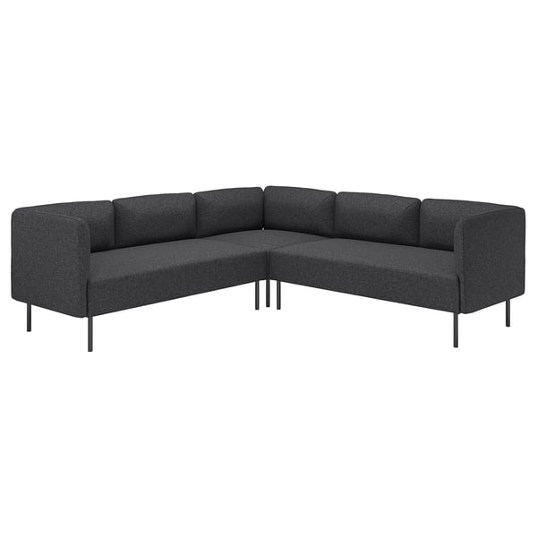 LILLEHEM Sofá modular esquinero 4, Gunnared Gris oscuro/metal