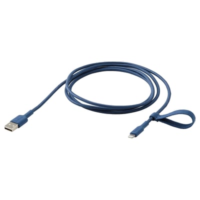 LILLHULT Cable USB-A a Lightning, azul, 1.5 m