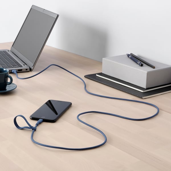 LILLHULT Cable USB-A a Lightning, azul, 1.5 m