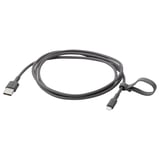 LILLHULT Cable USB-A a Lightning, gris osc, 1.5 m