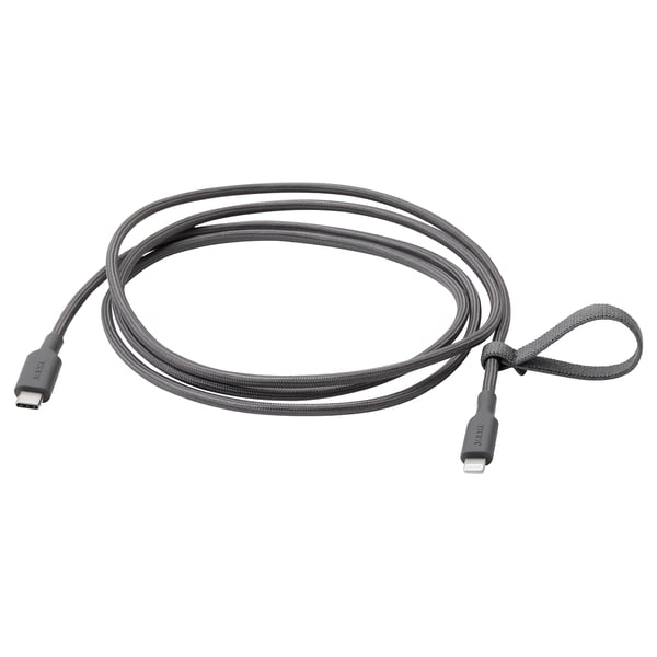 LILLHULT Cable USB-C a Lightning, gris osc, 1.5 m