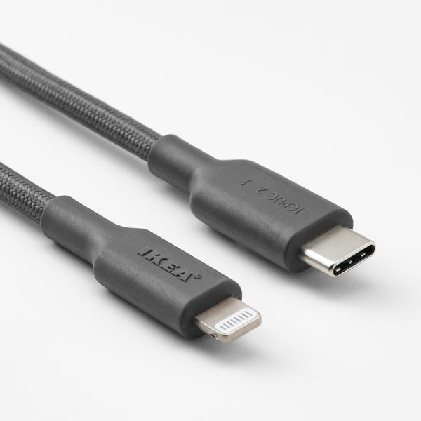 LILLHULT Cable USB-C a Lightning, gris osc, 1.5 m