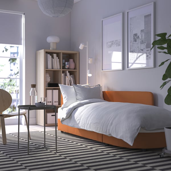 LINDÅKRA Sofá cama 2 cuerpos, Knisa naranjo