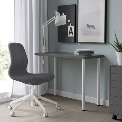 LINNMON / ADILS Mesa, Gris oscuro/blanco, 100x45 cm