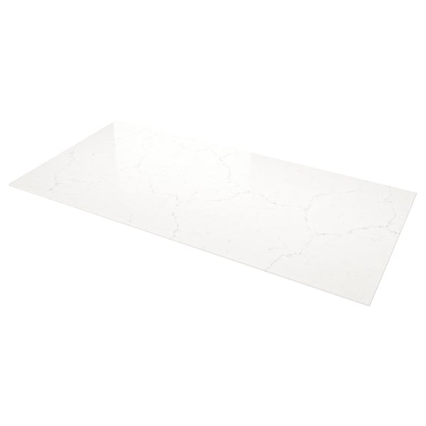 LOCKEBO Cubierta de cocina a medida, blanco/gris efecto mármol/compuesto de vidrio, 1 m²x2.0 cm