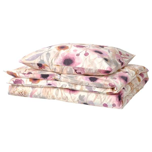 LÖNNHÖSTMAL Funda plumón con funda almohada, multicolor/flores, 150x200/50x60 cm