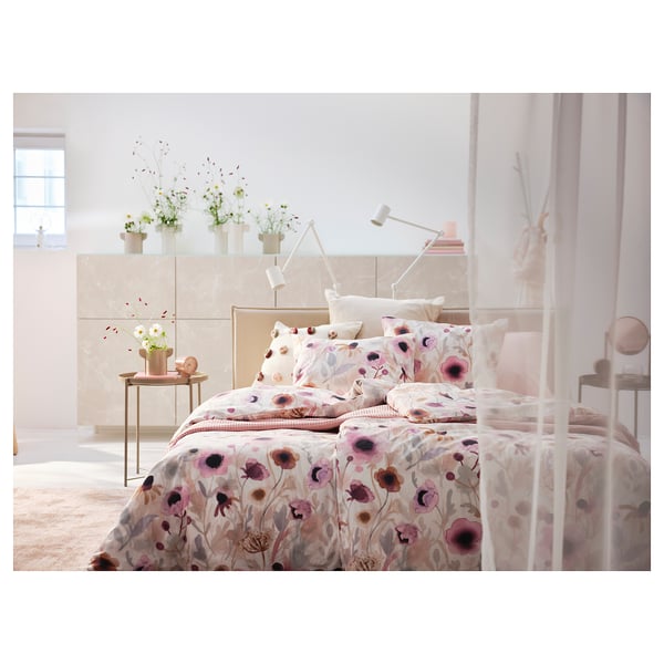 LÖNNHÖSTMAL Funda plumón con funda almohada, multicolor/flores, 150x200/50x60 cm