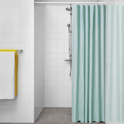 LUDDHAGTORN Cortina de baño, turquesa, 180x180 cm