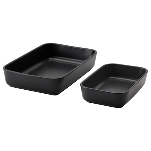 LYCKAD Fuente para horno, set de 2, Gris oscuro