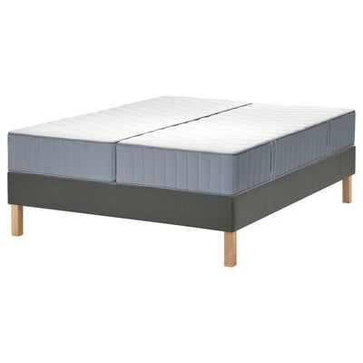 LYNGÖR Base cama, Vågstranda firme/extrafirme/azul costeño gris osc, 180x200 cm