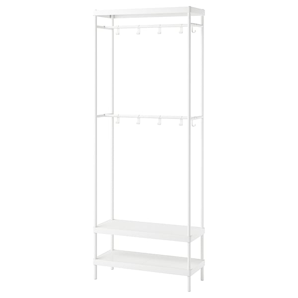 MACKAPÄR Rack para ropa con zapatero, blanco, 78x32x200 cm - IKEA Chile