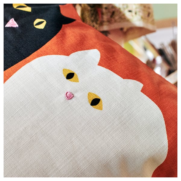 MÄVINN Funda de cojín, diseño gato naranjo, 50x50 cm