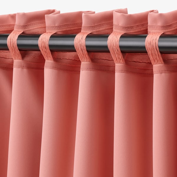 MAJGULL Cortina oscurecedora, 1 par, rosado, 145x250 cm