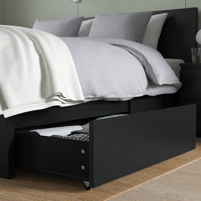 MALM Almacenamiento para cama alta, negro, 200 cm
