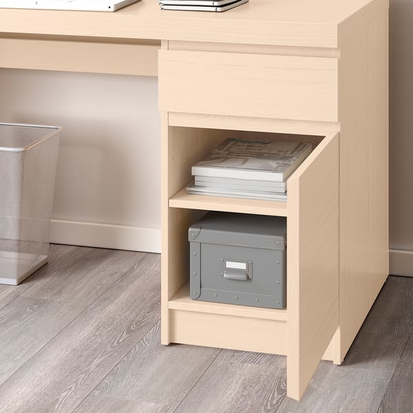 MALM Escritorio, chapa roble tinte blanco, 140x65 cm