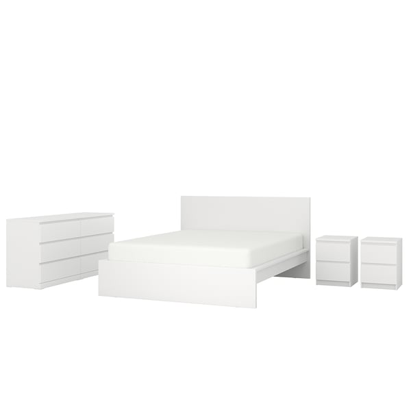 MALM Muebles dormitorio, set de 4, blanco, 140x200 cm