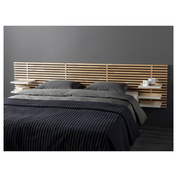MANDAL Respaldo de cama, abedul/blanco, 240 cm