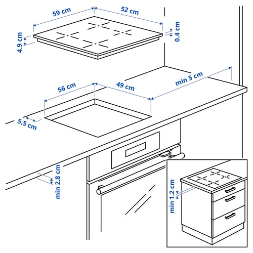 MATMÄSSIG Encimera inducción, IKEA 300 negro, 59 cm