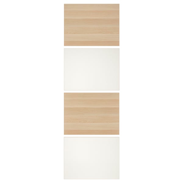 MEHAMN Paneles para puerta corredera, 4p, efecto roble tinte blanco/blanco, 75x236 cm
