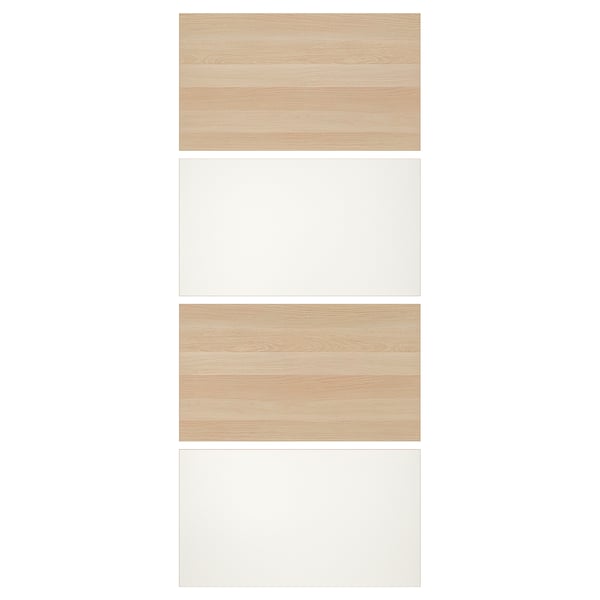 MEHAMN Paneles para puerta corredera, 4p, efecto roble tinte blanco/blanco, 100x236 cm