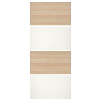 MEHAMN Paneles para puerta corredera, 4p, efecto roble tinte blanco/blanco, 100x236 cm
