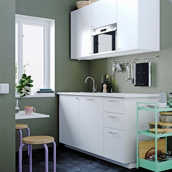 METOD Combinación muebles de cocina, blanco/Veddinge blanco, 170x60x227 cm