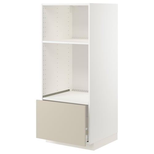 METOD / MAXIMERA, blanco/Havstorp beige, 60x60x140 cm