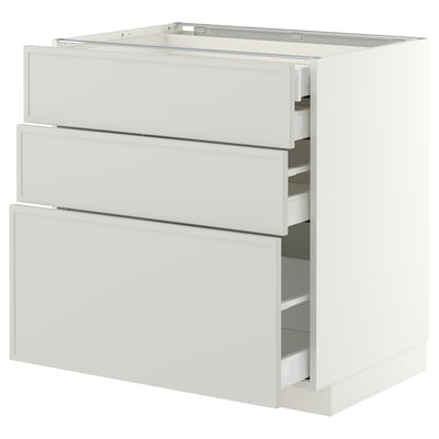 METOD / MAXIMERA Mbs3frt/4cj, blanco/Aspudden gris claro, 80x60 cm