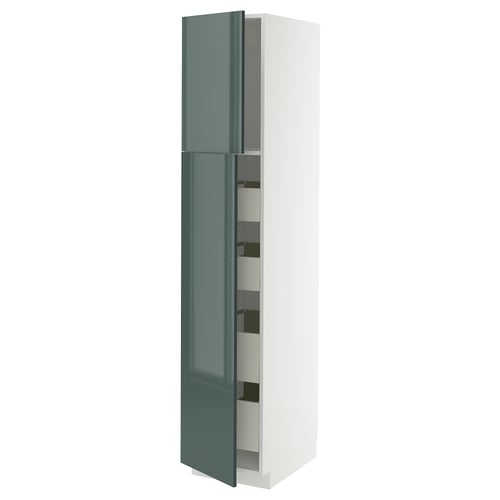 METOD / MAXIMERA Mueble alto despensero, 4 cajones, blanco/Kallarp, 40x60x200 cm