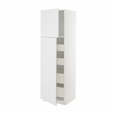 METOD / MAXIMERA Mueble alto despensero, 4 cajones, blanco/Stensund blanco, 60x60x200 cm