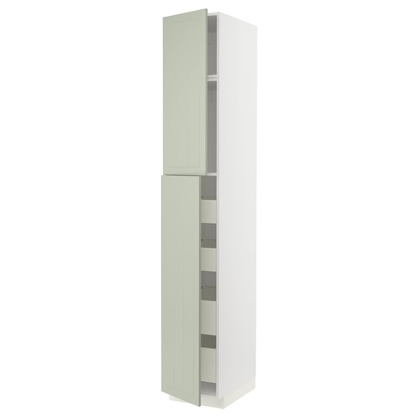 METOD / MAXIMERA Mueble alto despensero, 4 cajones, blanco/Stensund menta, 40x60x240 cm
