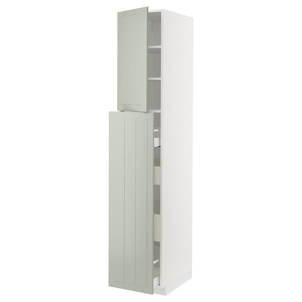METOD / MAXIMERA Mueble alto despensero, blanco/Stensund menta, 40x60x220 cm