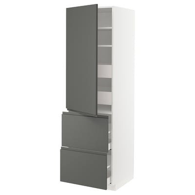 METOD / MAXIMERA Mueble alto despensero, blanco/Voxtorp gris osc, 60x60x200 cm