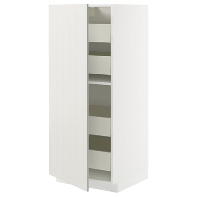 METOD / MAXIMERA Mueble alto despensero con cajones, blanco/Stensund blanco, 60x60x140 cm
