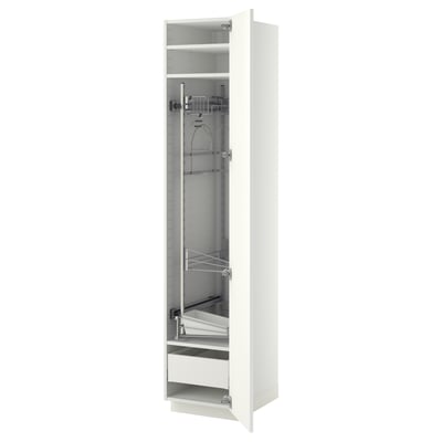 METOD / MAXIMERA Mueble alto organizador limpieza, blanco/Ringhult blanco, 40x60x200 cm