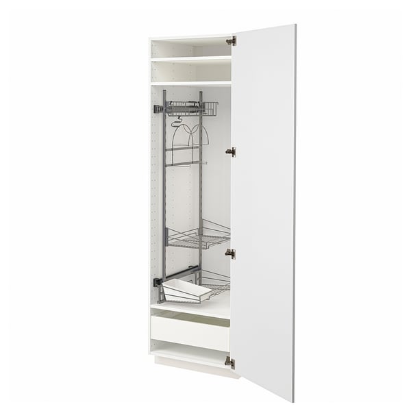 METOD / MAXIMERA Mueble alto organizador limpieza, blanco/Stensund blanco, 60x60x200 cm